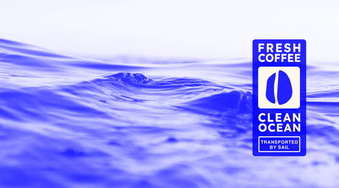 Logo de "French Coffee - Clean Ocean - Transported by Sail"